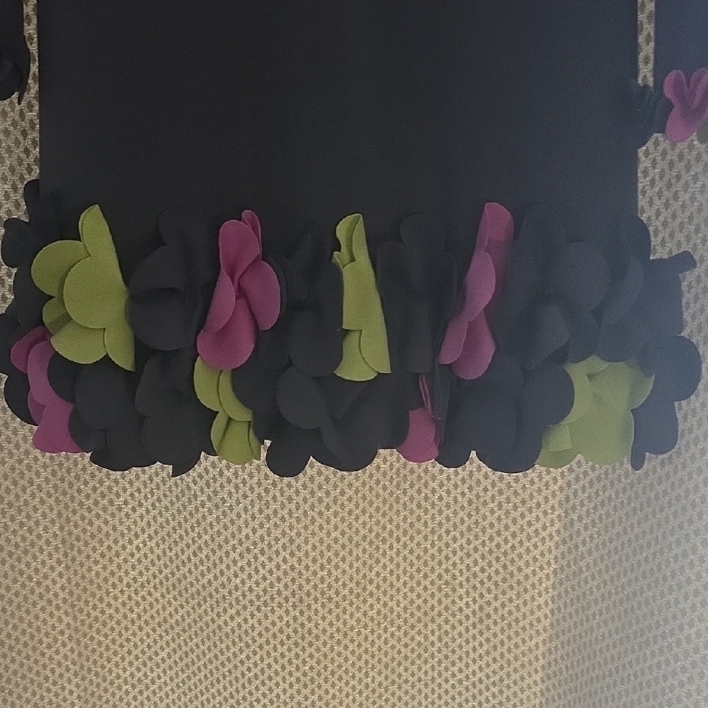 Biscotti Black Dress with Purple and Green Accents - Picture 4 of 8